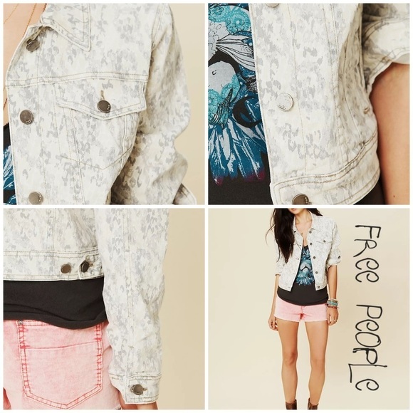 Free People Jacket Women’s Size Small Petite Animal Print Jean Jacket - Picture 16 of 16